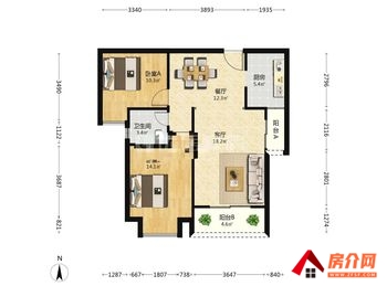 官渡银海畅园(西区)，2室2厅二手房出售,报价：85万元