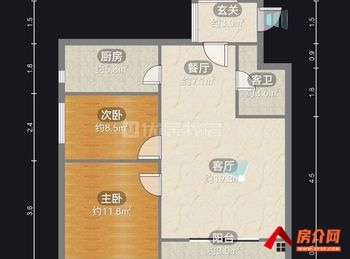 盘龙万科金域缇香，2室2厅二手房出售,报价：95.6万元