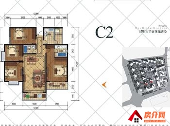 （华春苑小区房屋出租）官渡华春苑，3室1厅房子出租(合租)，