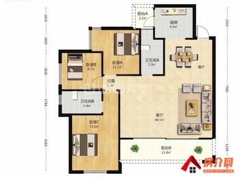 昆明官渡北大资源颐和1898(二期) 3室2厅二手房出售,报