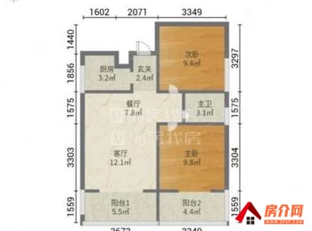 五华国福现代城蔷薇苑，2室2厅二手房出售,报价：80万元