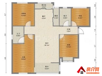 昆明盘龙碧桂园璟台玥光里 4室2厅二手房出售,报价：126万