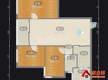 官渡海伦国际依云郡，3室2厅二手房出售,报价：88万元