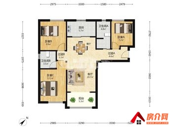 官渡恒大城A1地块，3室2厅二手房出售,报价：83万元