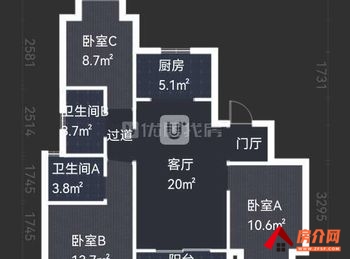 「昆明」五华实地昆明花鹤翎,3室2厅二手房出售,报价：85万
