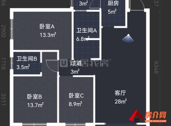 国福现代城海棠苑小区二手房丨「昆明」五华国福现代城海棠苑,3